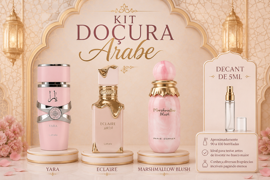 Kit Doçura Árabe - Eclaire, Marshmallow Blush e Yara
