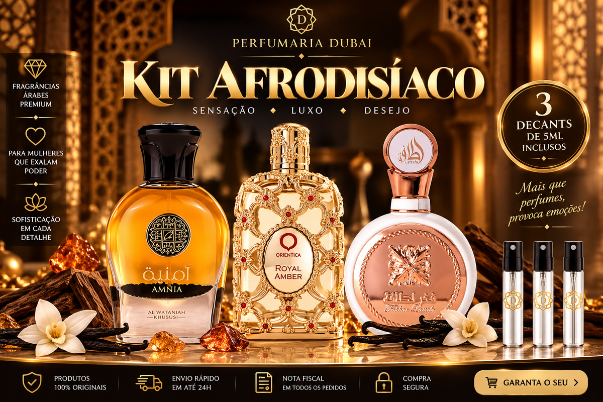 Kit Afrodisíaco - Amnia, Royal Amber e Fakhar Rose