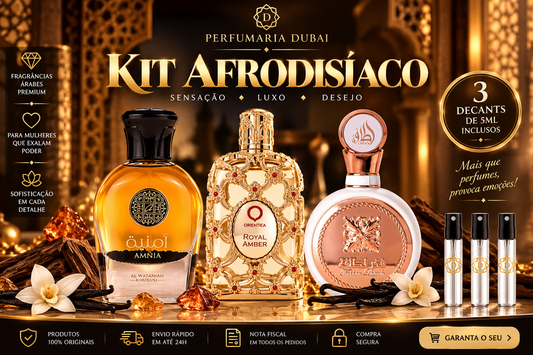 Kit Afrodisíaco - Amnia, Royal Amber e Fakhar Rose