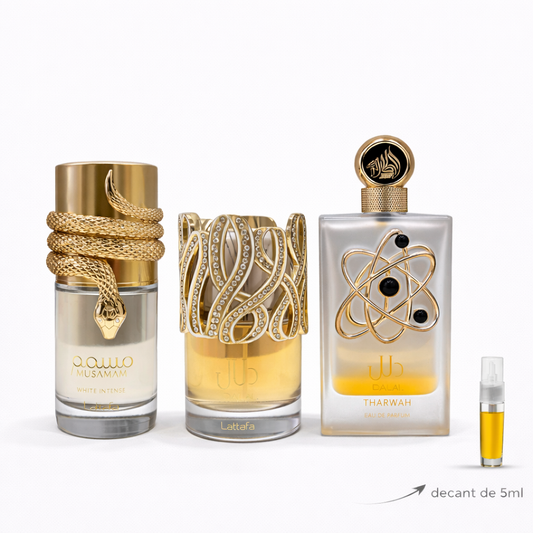 COMBO - decants de 5ml Dalal, Musamam White Intense, Tharwah Gold