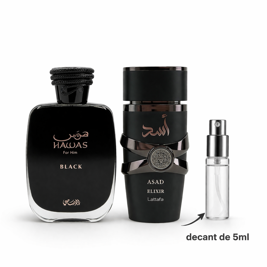 Decant de 5ml - Hawas Black e Asad Elixir