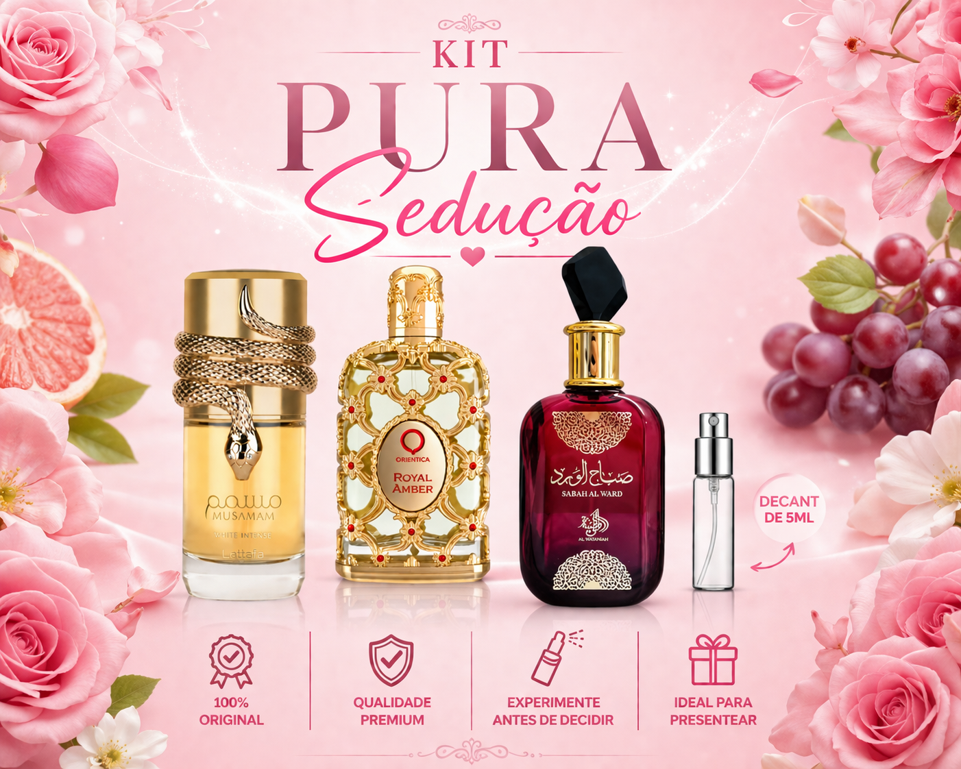 Kit Pura Sedução - Royal Amber, Musamam White Intense e Sabah Al Ward