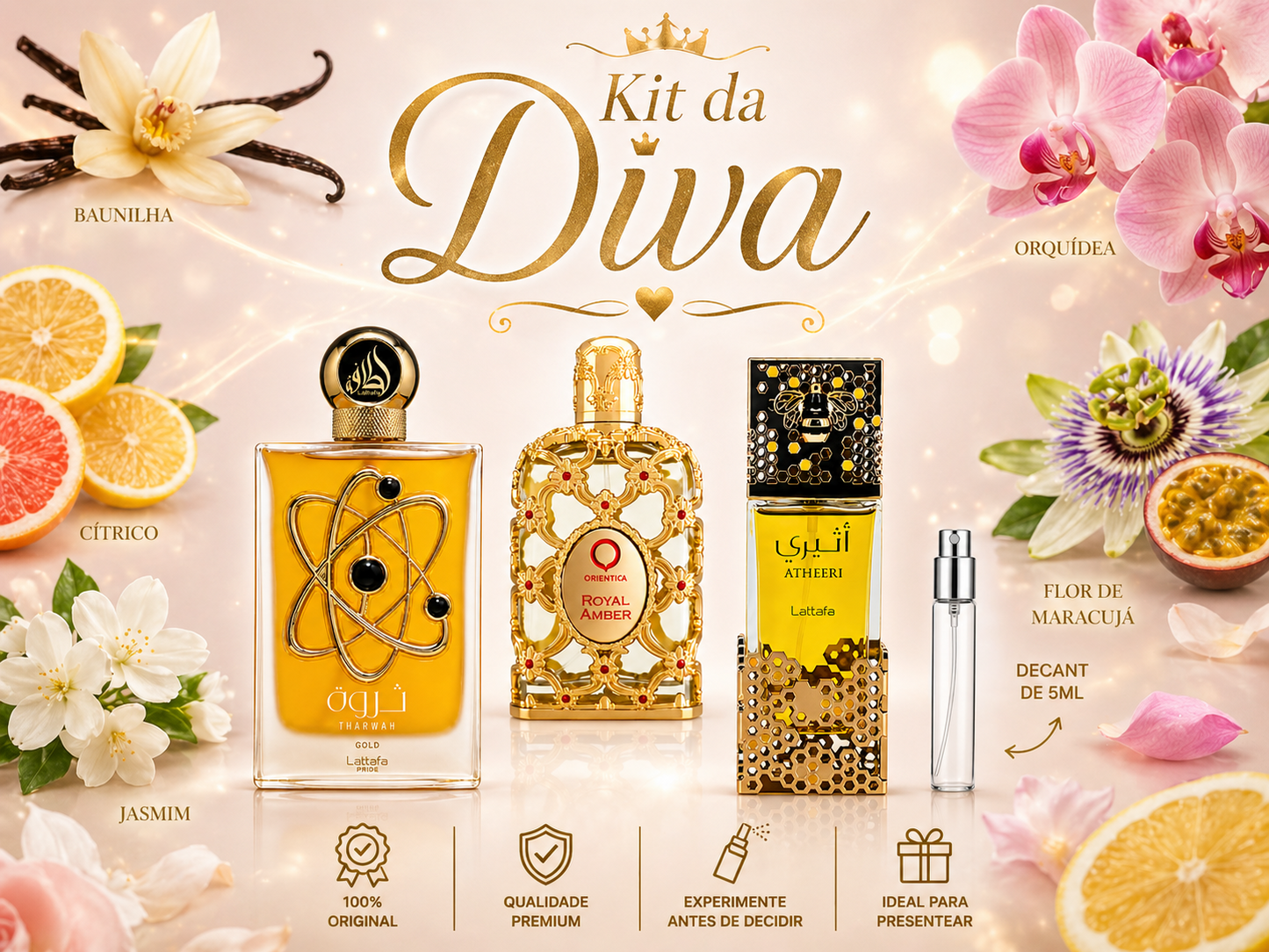 Kit da Diva - Atheeri, Tharwah Gold e Royal Amber