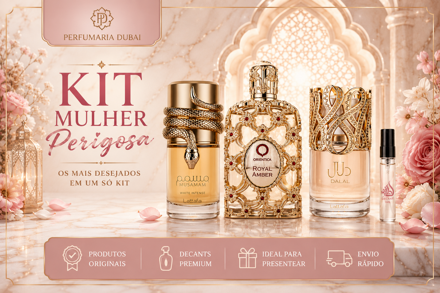Kit Mulher Perigosa -   Musamam White, Royal Amber e Dalal