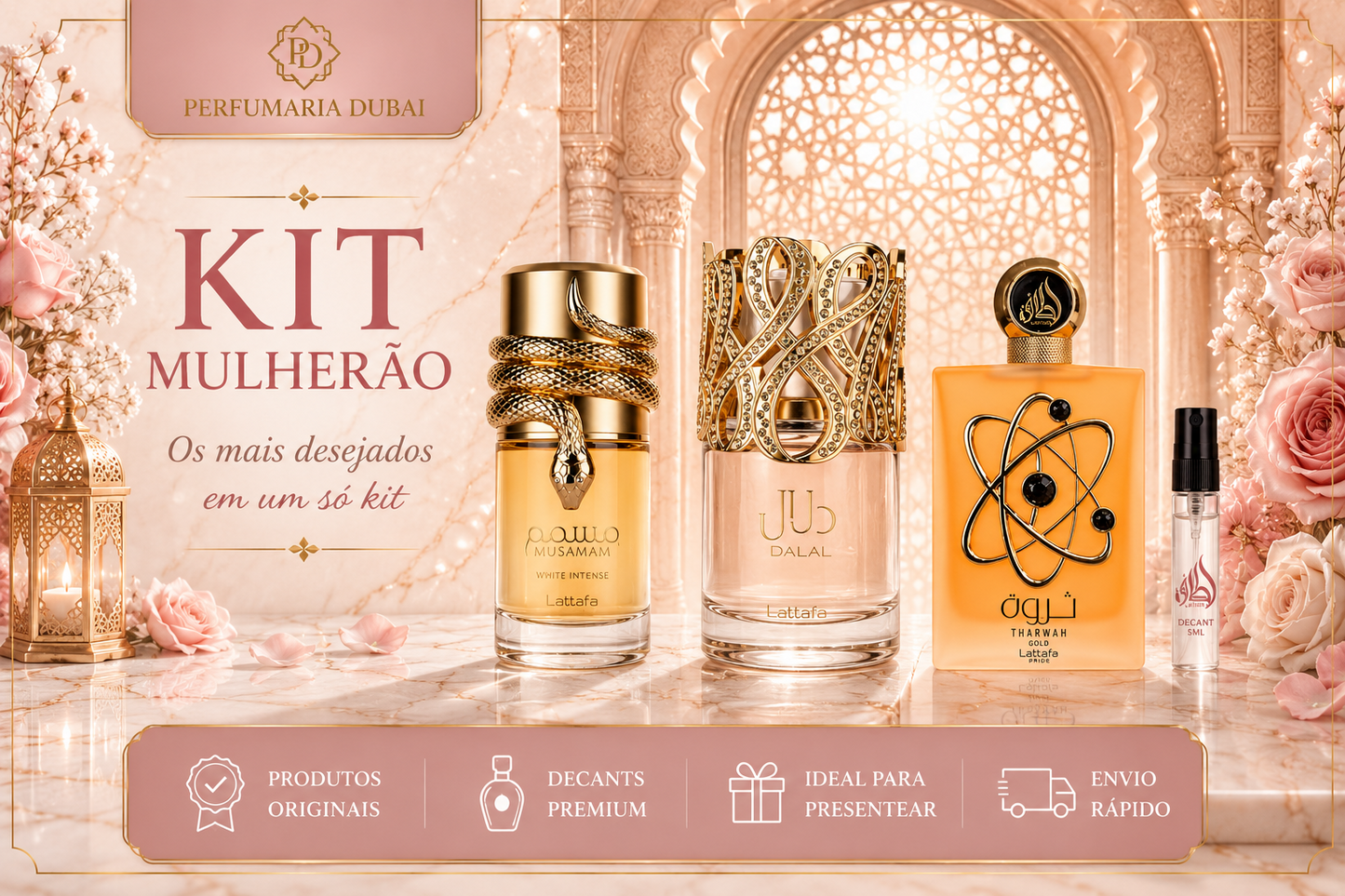 Kit Mulherão - Musamam White Intense, Dalal e Tharwah Gold