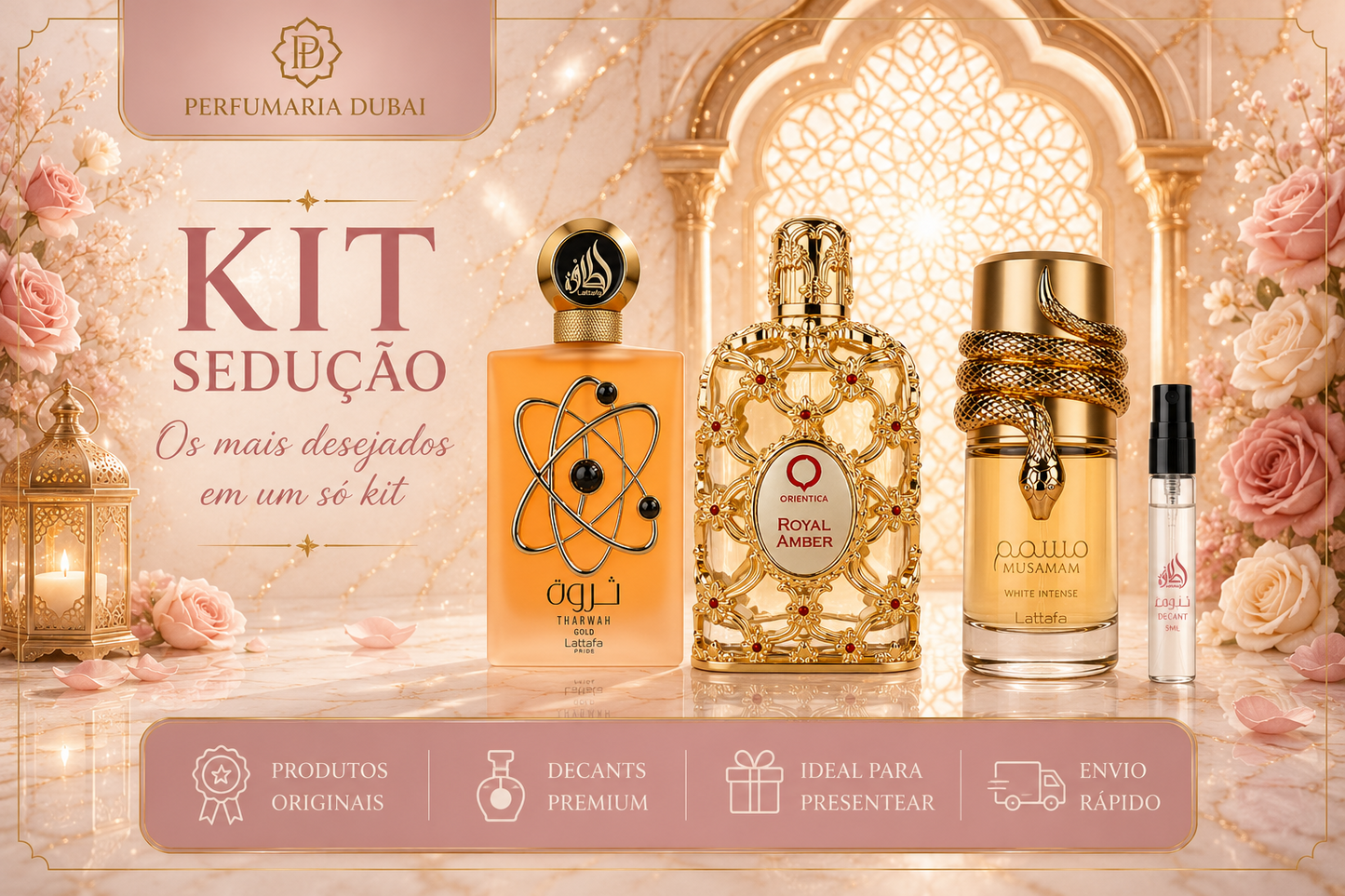 Kit da Sedução - Tharwah Gold, Royal Amber e Musamam White
